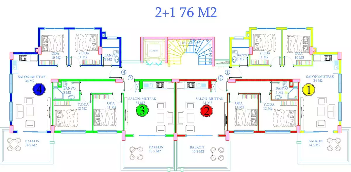 Flat 76m² in Turkey, Avsallar. Priced at 161000€ rent photo-9
