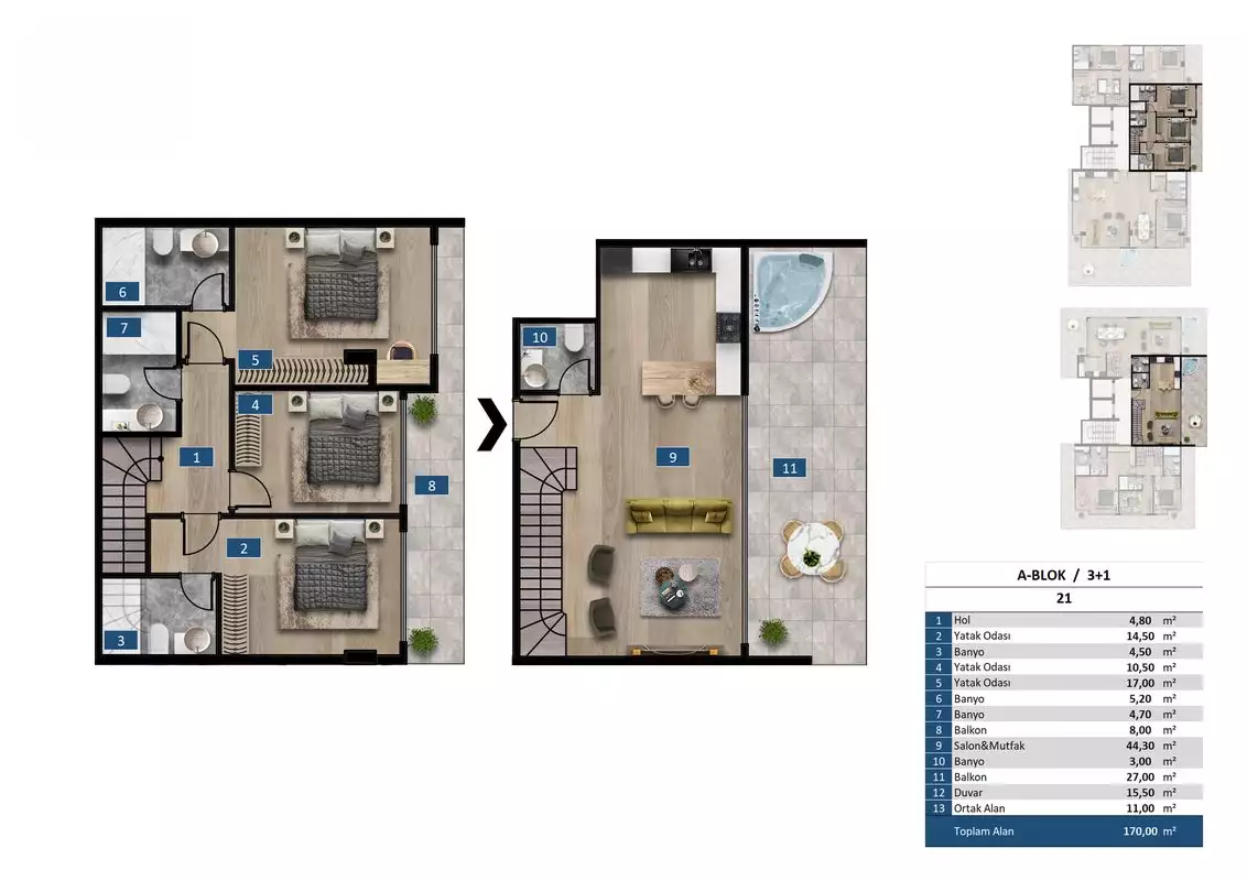 Flat 65m² in Turkey, Kargicak. Priced at 252000€ rent photo-25