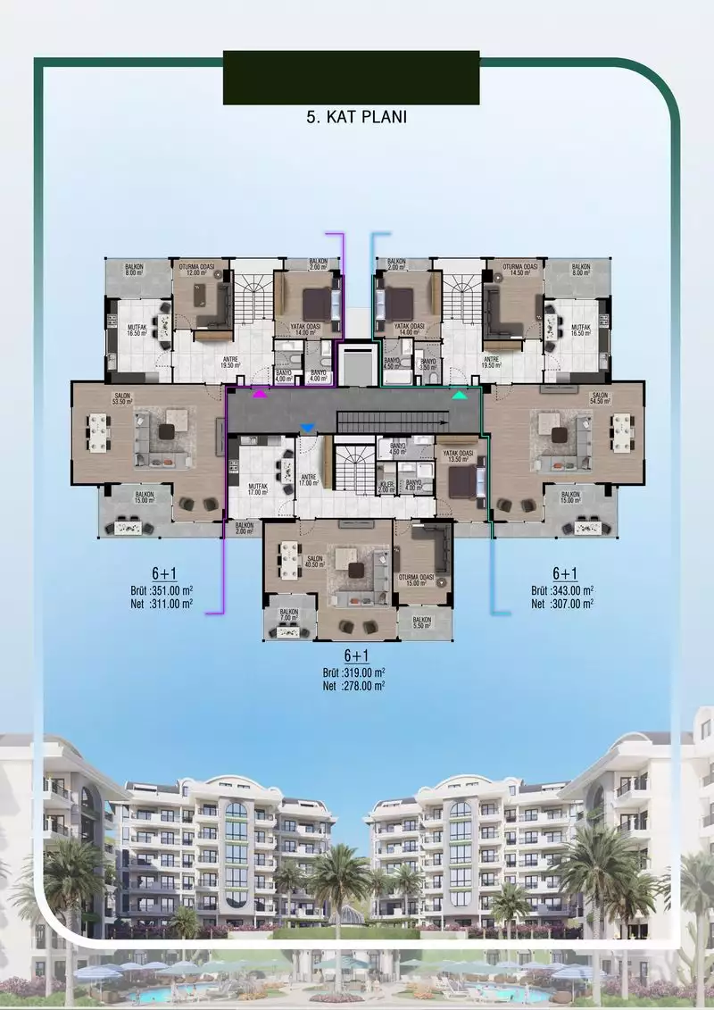 Flat 170m² in Turkey, Cikcilli. Priced at 440000€ rent photo-17