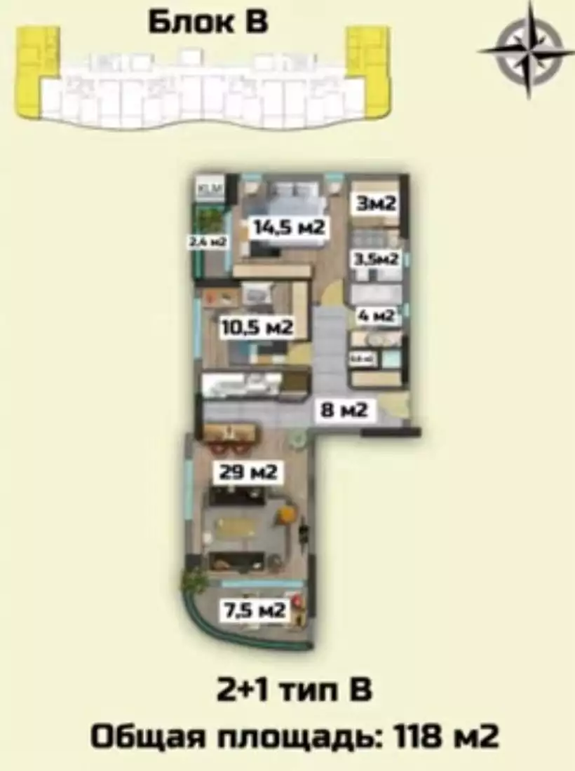 Flat 118m² in Turkey, Mersin. Priced at 140000€ rent photo-3