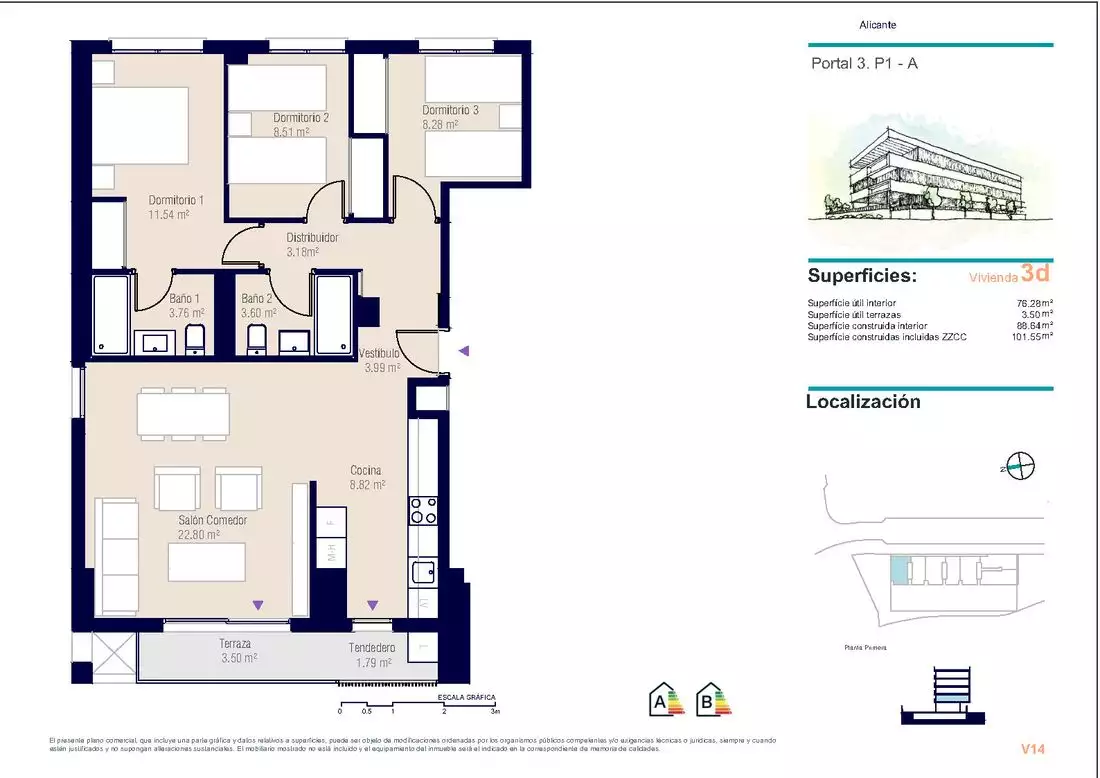 Flat 88m² in Spain, Alicante. Priced at 281000€ rent photo-16