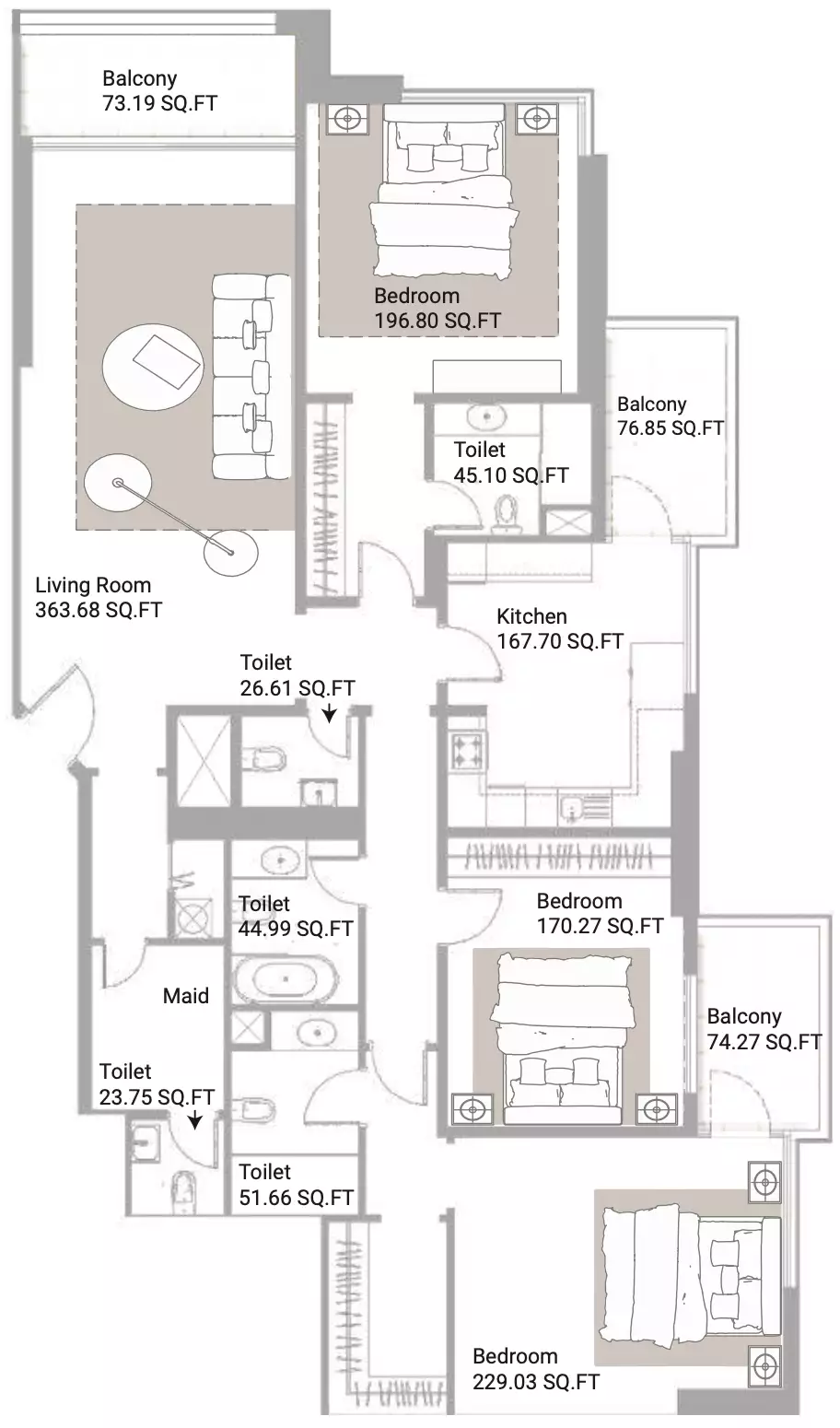 Flat 255m² in UAE (United Arab Emirates), Ajman. Priced at 533289$ rent photo-9