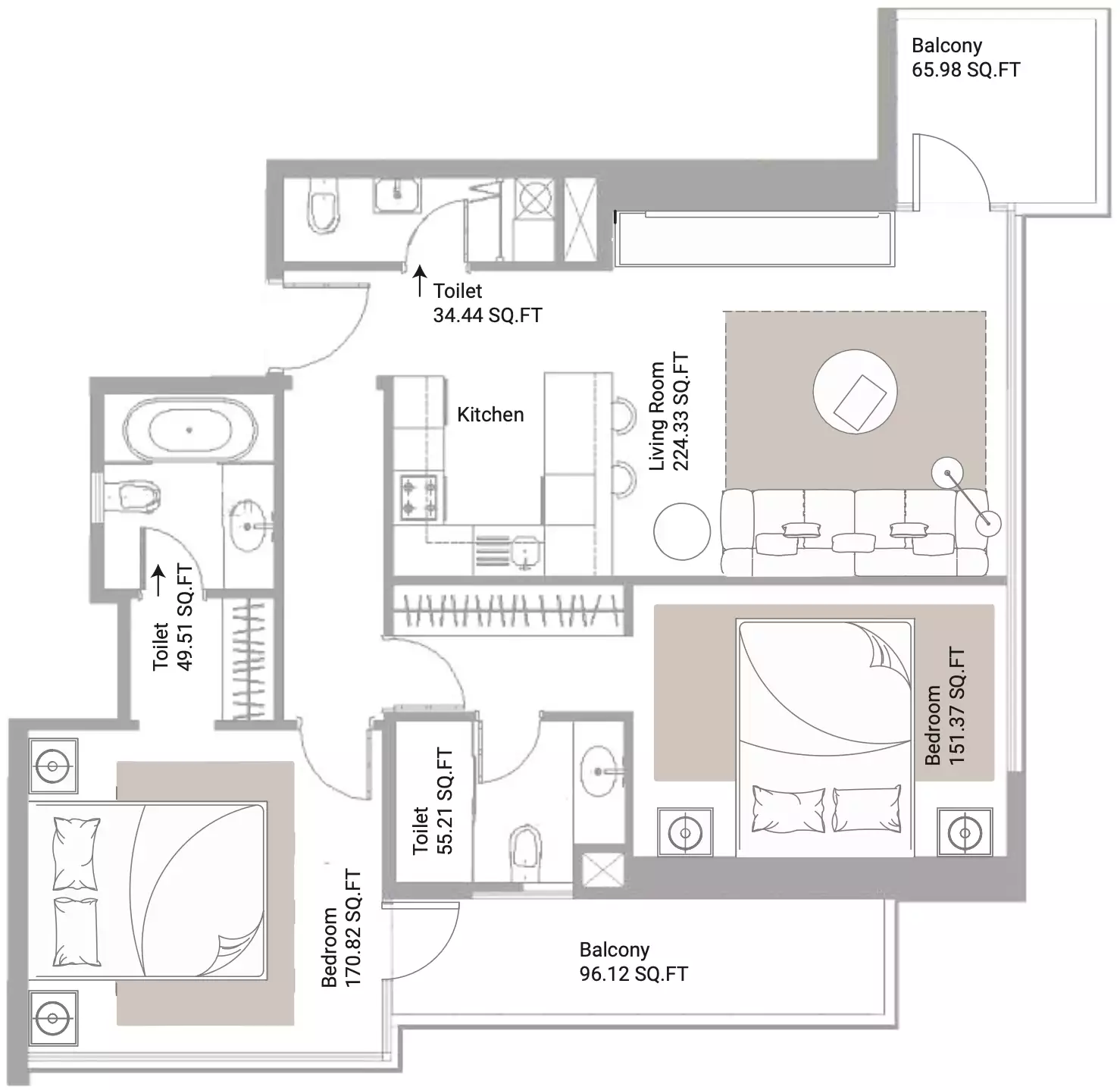 Flat 145m² in UAE (United Arab Emirates), Ajman. Priced at 272973$ rent photo-9