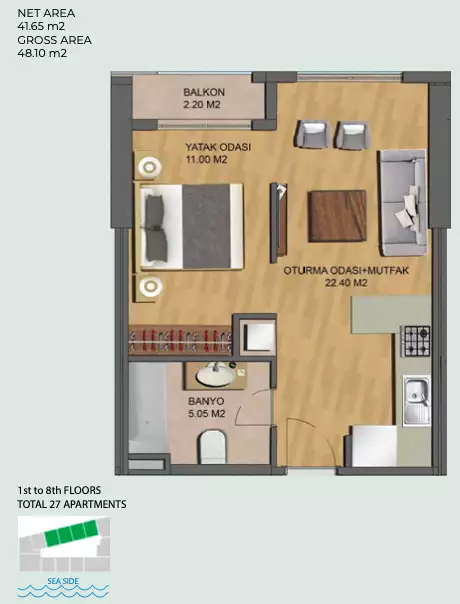 Flat 42m² in Montenegro, Bar. Priced at 151189€ rent photo-2