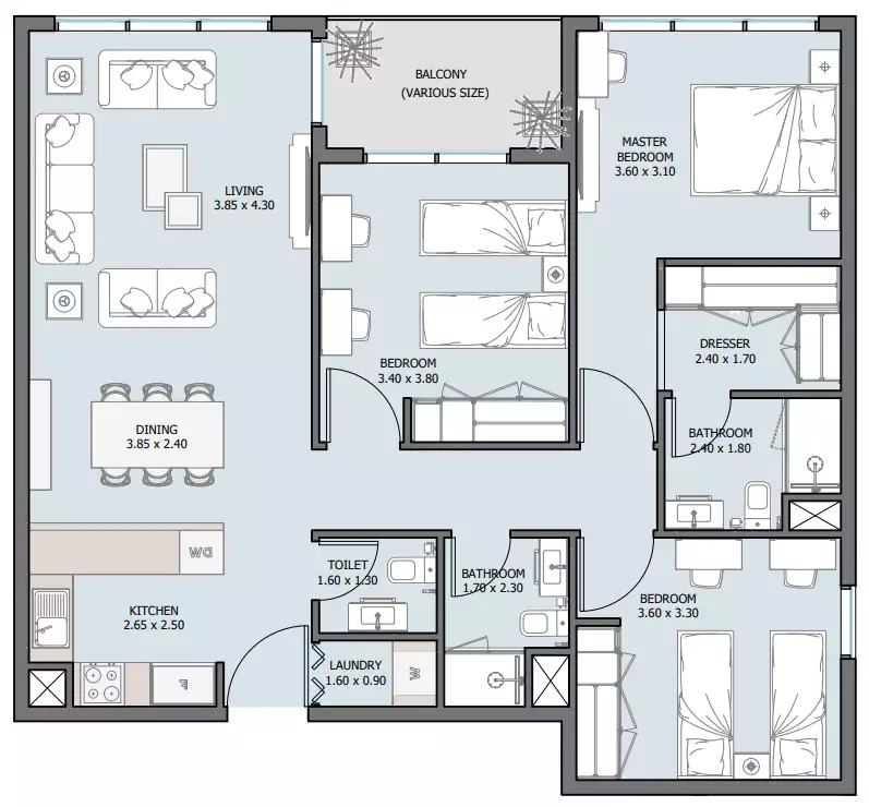 Flat 110m² in UAE, Abu Dhabi. Priced at 526900$ rent photo-11