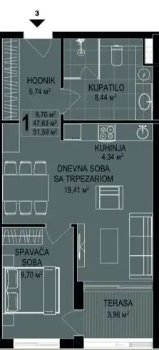 Flat 52m² in Montenegro, Becici. Priced at 171600€ rent photo-8