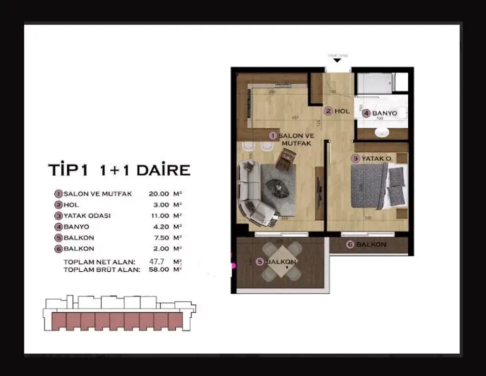 Flat 42m² in Turkey, Mersin. Priced at 43500€ rent photo-3